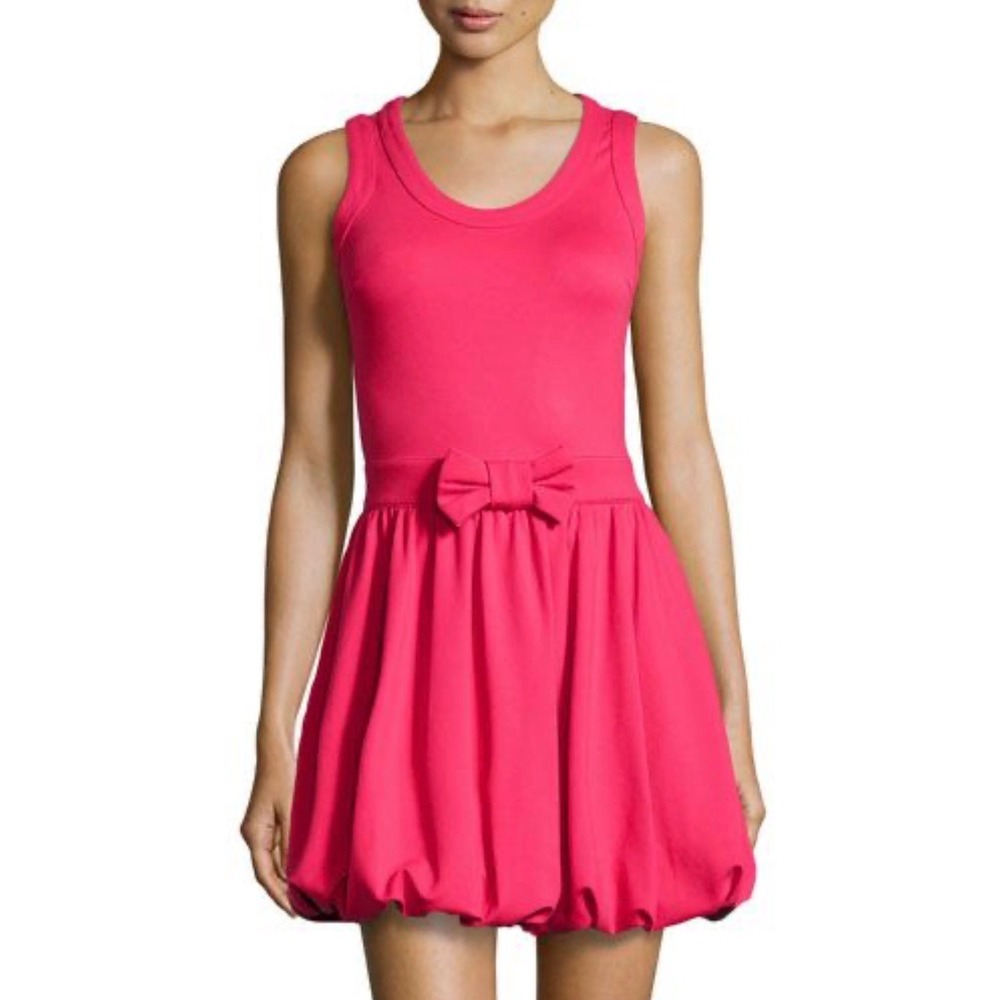 RED‎ Valentino Pink Bow Bubble Hem Sleeveless Mini Dress Fuchsia Size L